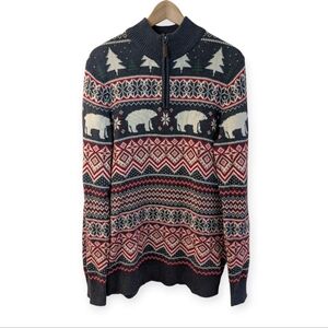 Aspen Polar Bear Fair Isle Sweater Medium